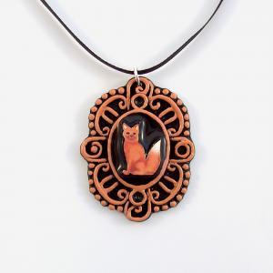Red Fox Cameo Pendant And Ribbon Necklace
