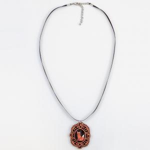 Red Fox Cameo Pendant And Ribbon Necklace