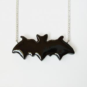 Black Bat Pendant And Necklace
