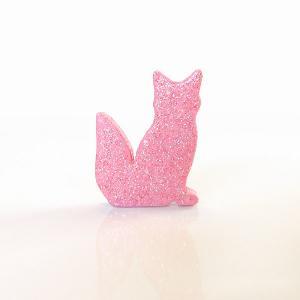 Pastel Pink Fox Figurine With Pretty Glitter