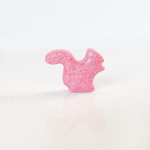 Pastel Pink Squirrel Figurine With Pretty Glitter