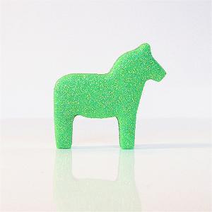 Green Dala Horse Figurine With Pastel Glitter