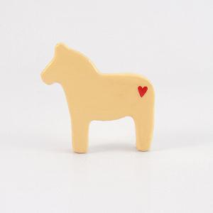 Creamy Yellow Dala Horse Figurine With Red Hearts