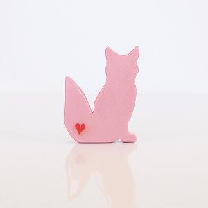 Light Pink Fox Figurine With Red Hearts