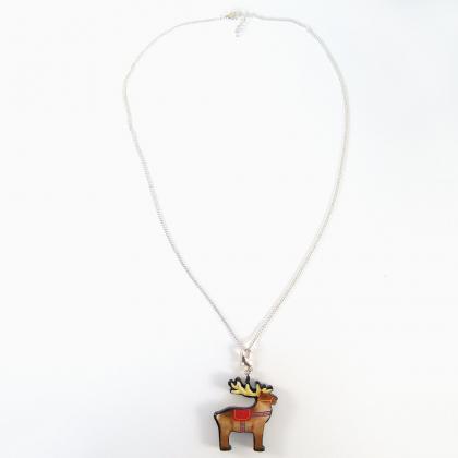 Christmas Reindeer Pendant And Necklace