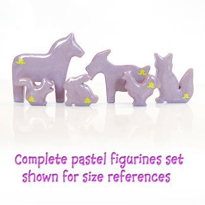 Purple Lilac Goat Figurine With Flowers