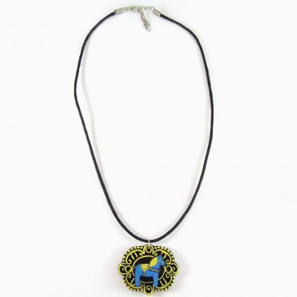 Blue And Yellow Dala Horse Cameo Pendant With..
