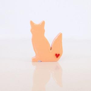 Light Orange Fox Figurine With Red Hearts