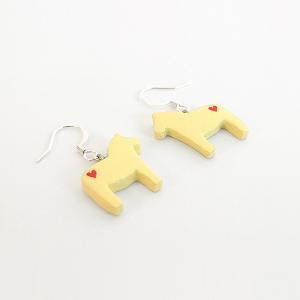 Clay Sculpted Yellow Dala Horse Earrings With..