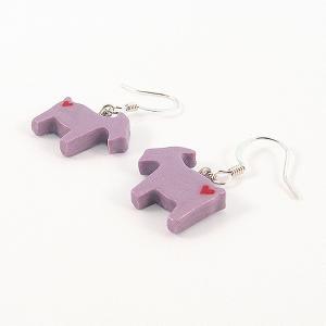 Clay Sculpted Purple Goat Earrings With Hearts