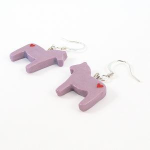 Clay Sculpted Purple Dala Horse Earrings With..