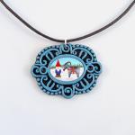 Tomten And Yule Goat Cameo Pendant And Brown Cord..