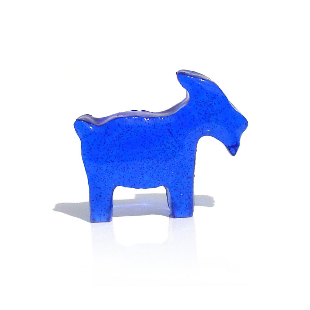 Transparent Blue Goat Figurine
