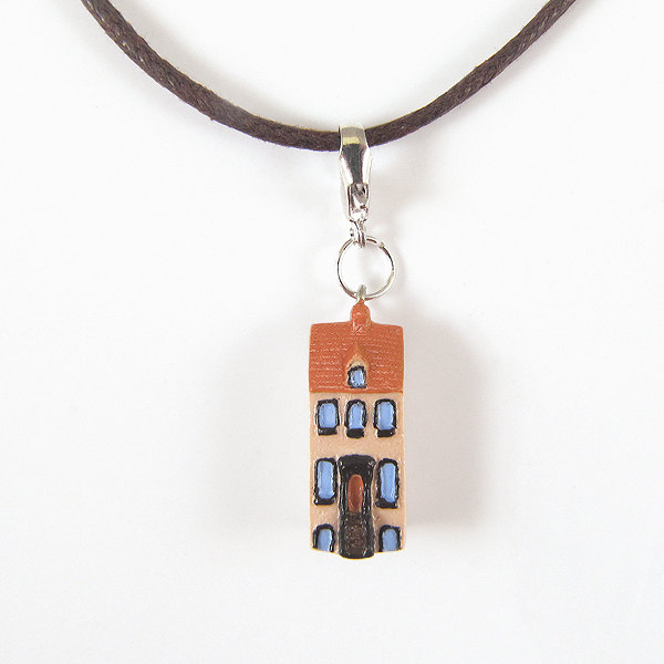 Miniature European Row House Pendant And Cord Necklace