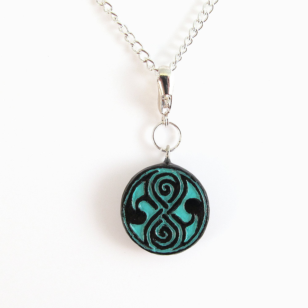 Turquoise And Black Seal Of Rassilon Necklace From Doctor Who
