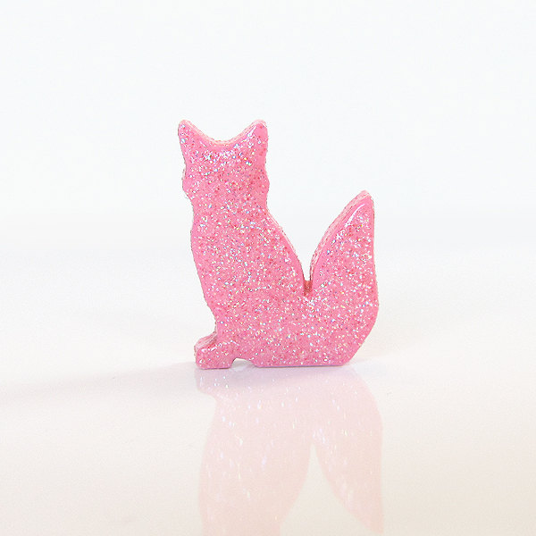 Pastel Pink Fox Figurine With Pretty Glitter