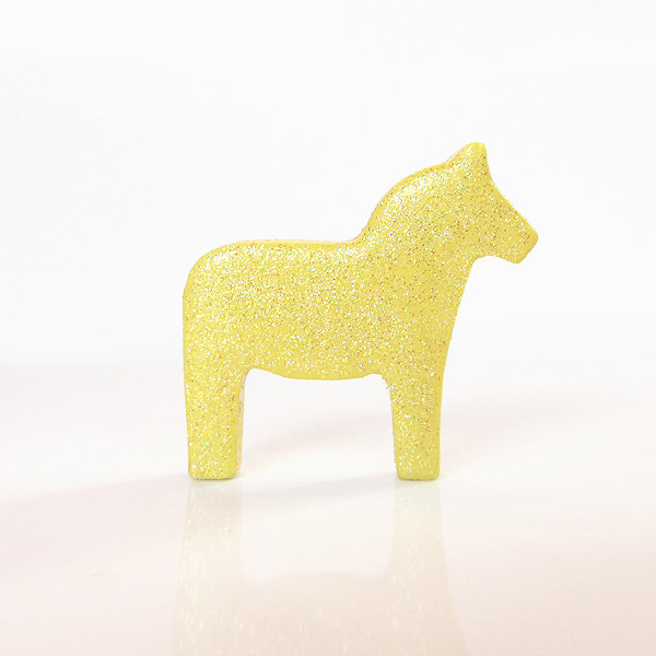 Pastel Yellow Dala Horse Figurine With Pretty Glitter