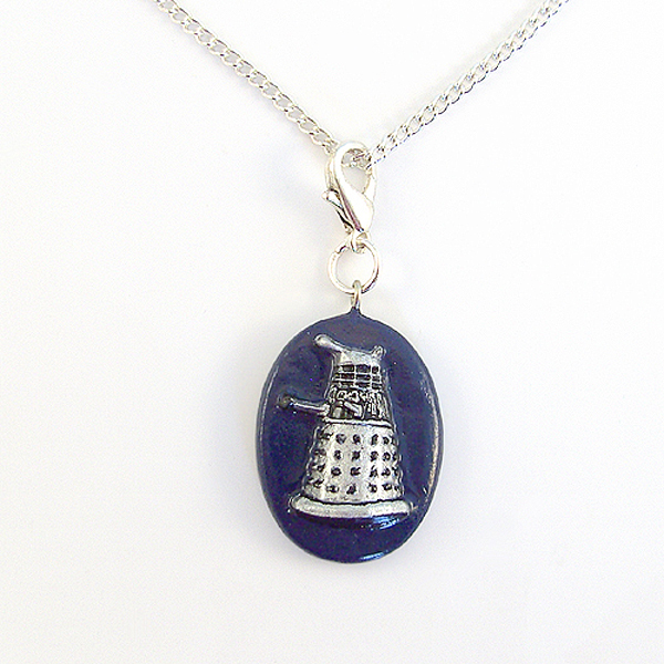 Dalek Charm With Silver Chain Necklace