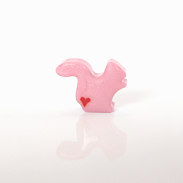 Light Pink Squirrel Figurine With Red Hearts