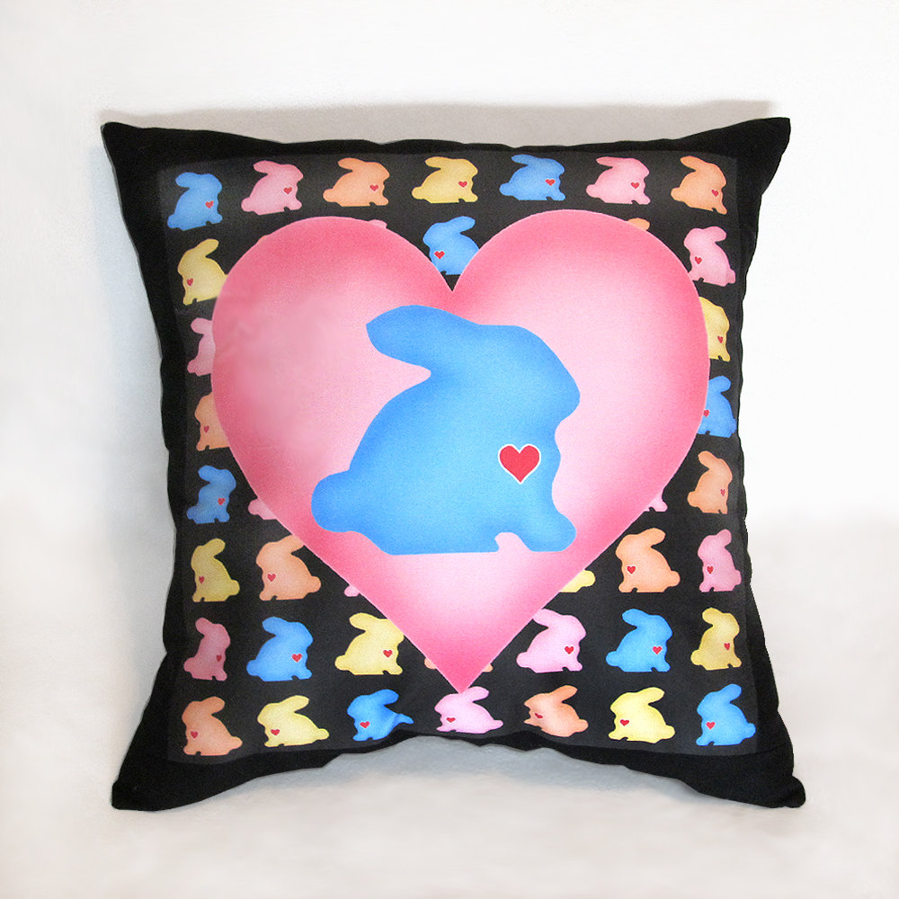 Pastel Blue Bunny Multi-color 15 X 15 In. Stuffed Decorative Throw Pillow
