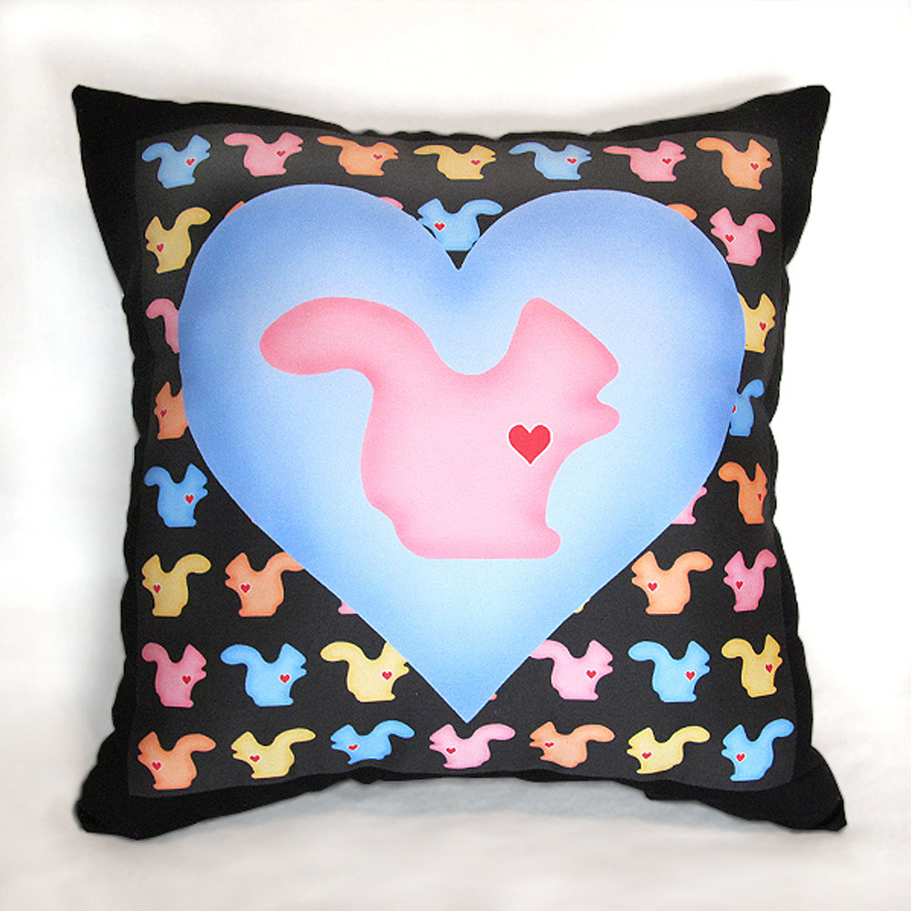 Pastel Pink Squirrel Multi-color 15 X 15 In. Stuffed Decorative Throw Pillow