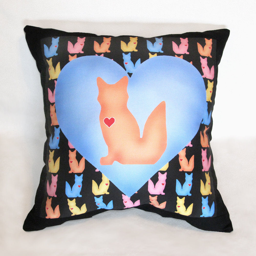 Pastel Orange Fox Multi-color 15 X 15 In. Stuffed Decorative Throw Pillow