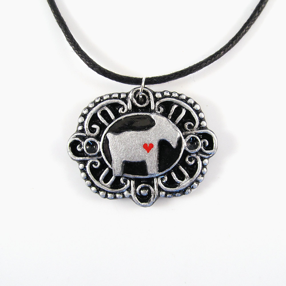 Silver Goat Cameo Pendant And Black Cord Necklace