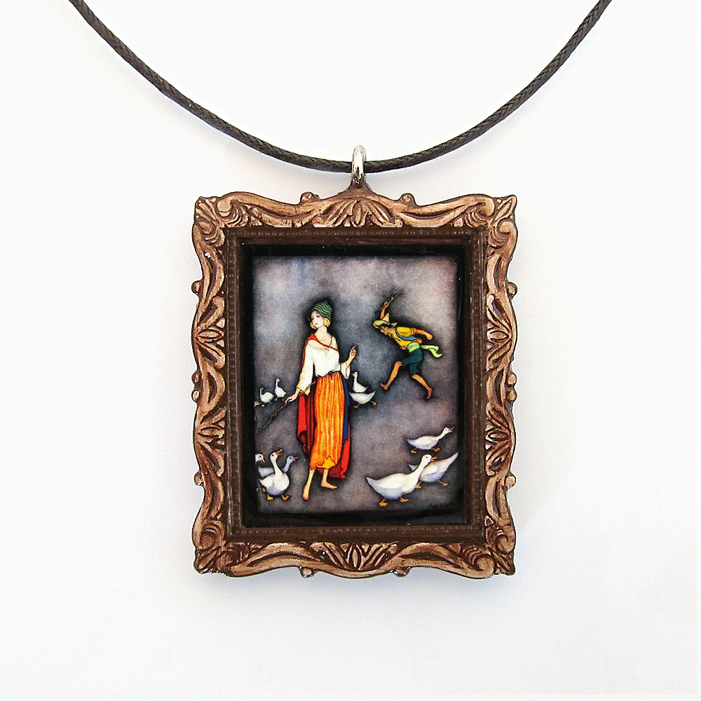 The Goose Girl Fairy Tale Pendant And Cord Necklace