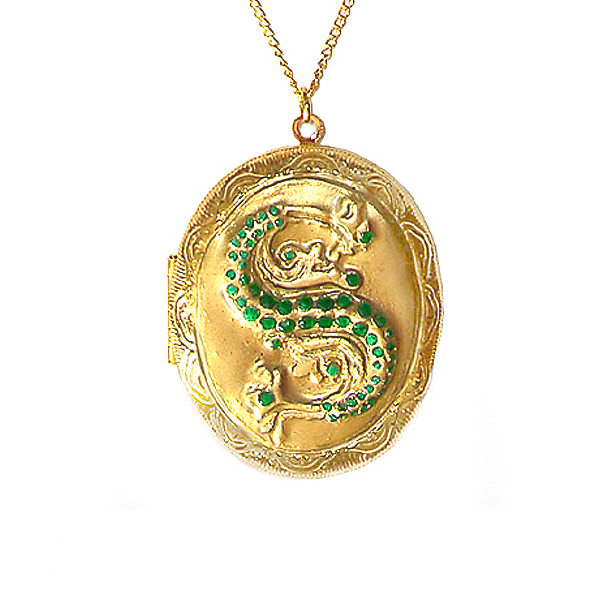 Harry Potter Slytherin Ornate Horcrux Locket With Gold Chain Necklace