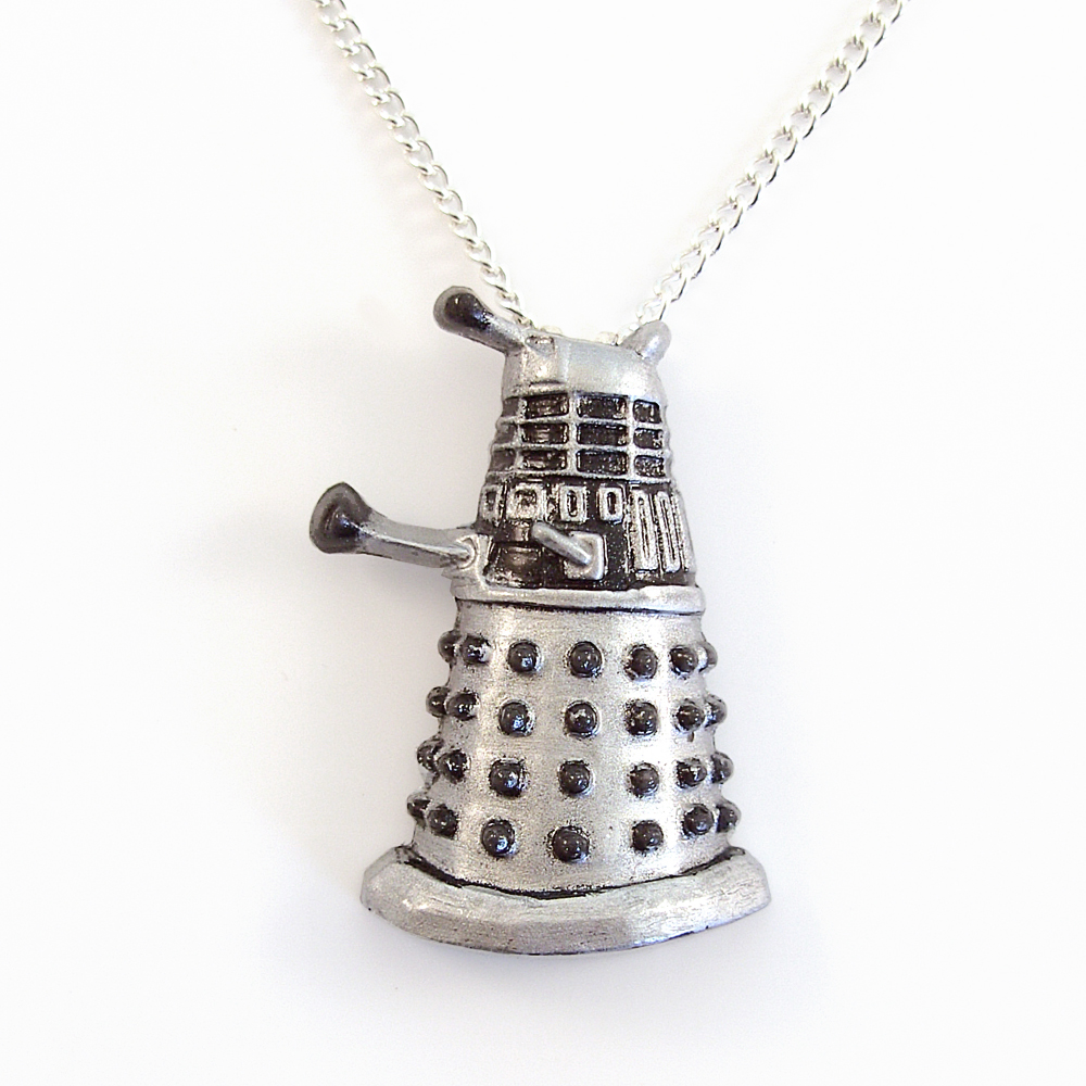 Silver Dalek Pendant And Necklace